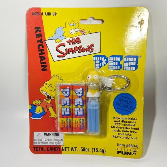 2001 Basic Fun The Simpsons Homer Simpson Pez Keychain - Picture 1 of 6